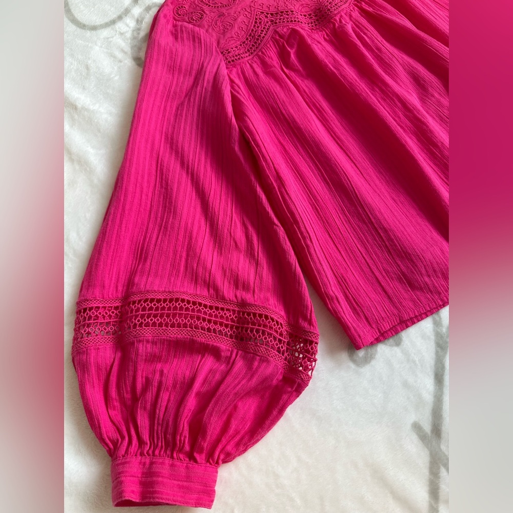 Anthropologie Fuchsia Lace Blouse - Picture 4 of 14